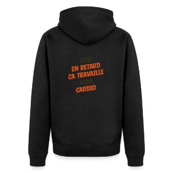 Spätes Cardio - Sport Humor - Unisex Premium Bio Zip Hoodie - Schwarz - Hinten - Nico (187cm)