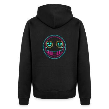 Neon smile - Unisex Premium Bio Zip Hoodie - Schwarz - Hinten - Nico (187cm)