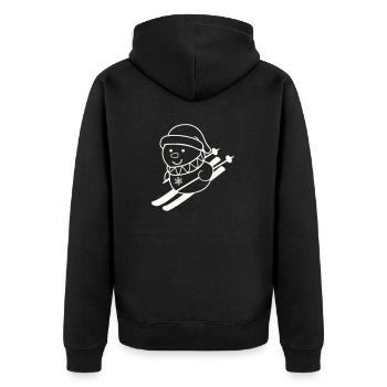 ski fahrer schneemann 01 - Unisex Premium Bio Zip Hoodie - Schwarz - Hinten - Nico (187cm)