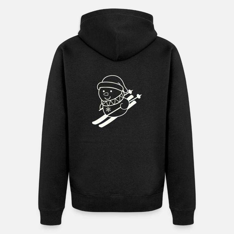 ski fahrer schneemann 01 - Unisex Premium Bio Zip Hoodie - Schwarz
