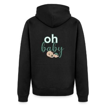 Oh Baby - Unisex Premium Organic Zip Hoodie - black - Back - Nico (187cm)