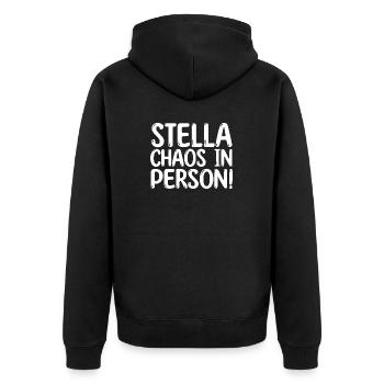 Vorname Stella - Unisex Premium Bio Zip Hoodie - Schwarz - Hinten - Nico (187cm)