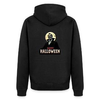 Draculas Halloween-Gruß - Unisex Premium Bio Zip Hoodie - Schwarz - Hinten - Nico (187cm)