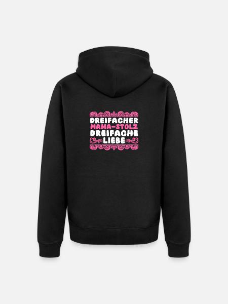 Mama Von 3 Kindern - Unisex Premium Bio Zip Hoodie - Schwarz