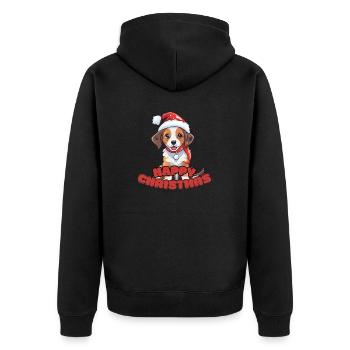 Happy Christmas - Unisex Premium Bio Zip Hoodie - Schwarz - Hinten - Nico (187cm)