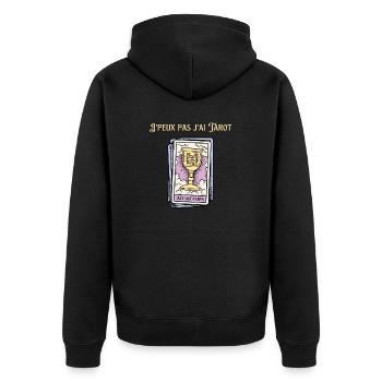 I Can't I Have Tarot Humor Gift Cart Player - Unisex Premium Bio Zip Hoodie - Schwarz - Hinten - Nico (187cm)
