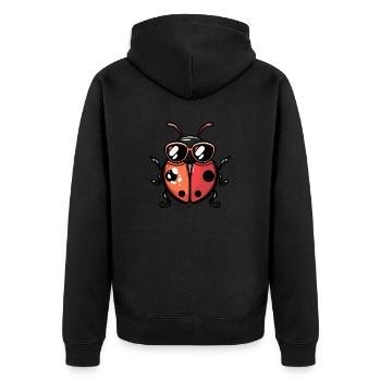 Marienkäfer Comic Cool - Unisex Premium Bio Zip Hoodie - Schwarz - Hinten - Nico (187cm)