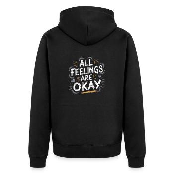 Allowing Feelings: Mental Health Message - Unisex Premium Organic Zip Hoodie - black - Back - Nico (187cm)