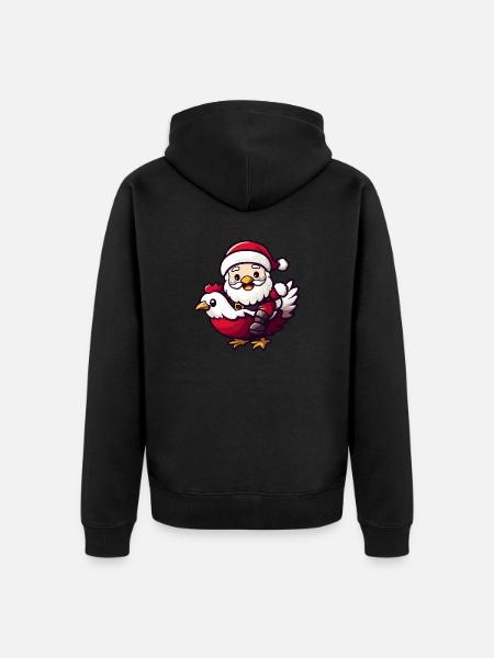 Huhn Weihnachtsmann Cartoon - Unisex Premium Bio Zip Hoodie - Schwarz