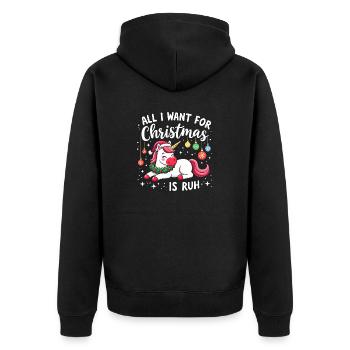 Weihnachts-Sprüche - Herren & Damen - Unisex Premium Bio Zip Hoodie - Schwarz - Hinten - Nico (187cm)