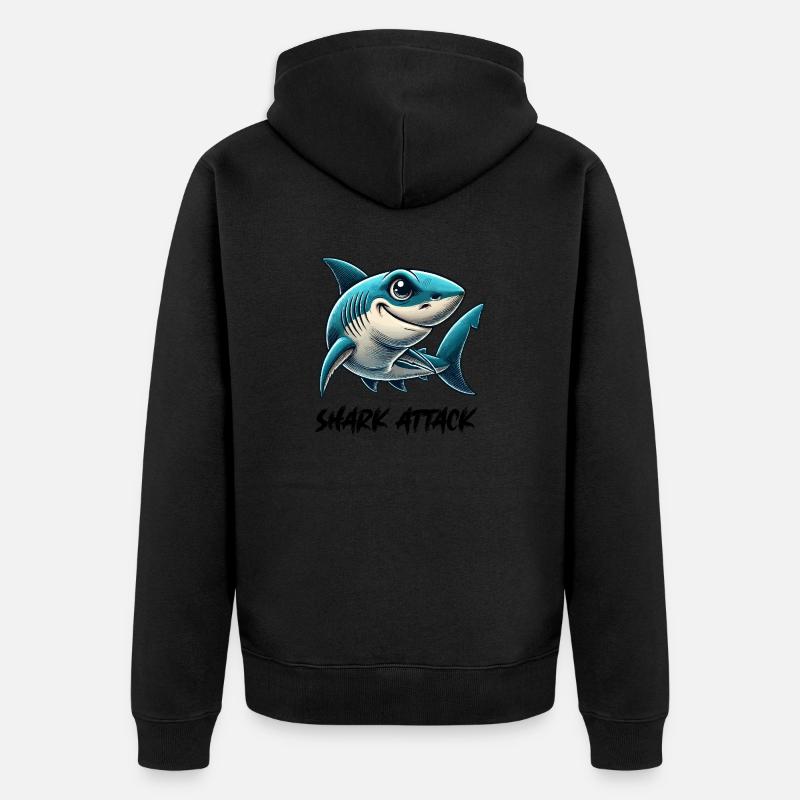 Bande dessinée requin - Veste à capuche bio Premium Unisexe - noir