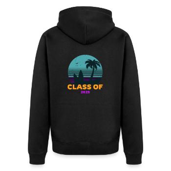 Klasse von 2025 blauer Himmel Sonnenuntergang - Unisex Premium Bio Zip Hoodie - Schwarz - Hinten - Nico (187cm)