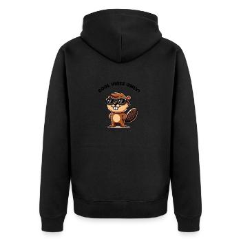 biber comic sonnenbrille - Unisex Premium Bio Zip Hoodie - Schwarz - Hinten - Nico (187cm)