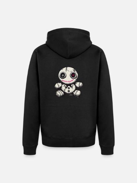 Poupée vaudou effrayante colorée - Veste à capuche bio Premium Unisexe - noir