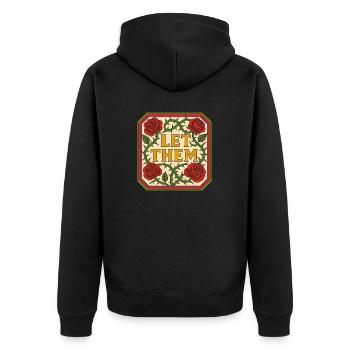 Lassen Sie sie - Unisex Premium Bio Zip Hoodie - Schwarz - Hinten - Nico (187cm)