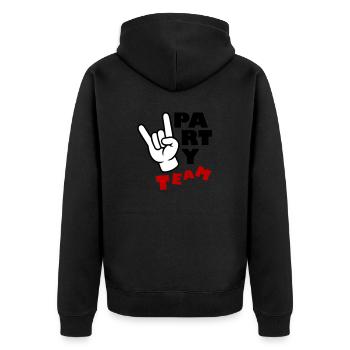 Party Team Lustig - Unisex Premium Bio Zip Hoodie - Schwarz - Hinten - Nico (187cm)