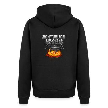 Dutch Oven Don't Dutch my Oven - Unisex Premium Bio Zip Hoodie - Schwarz - Hinten - Nico (187cm)