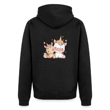 Licorne deux licornes chemise licorne pour dormir - Veste à capuche bio Premium Unisexe - noir - Dos - Nico (187cm)