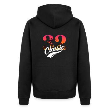 Vintage 1932-32nd anniversary - Unisex Premium Organic Zip Hoodie - black - Back - Nico (187cm)