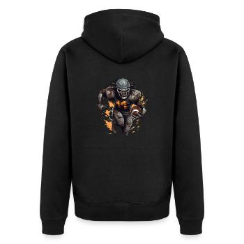 American Football Player Monster Shirt Gruselig - Unisex Premium Bio Zip Hoodie - Schwarz - Hinten - Nico (187cm)