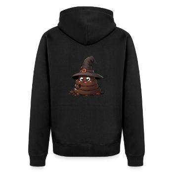 Drôle de tas de caca d’Halloween avec chapeau de sorcière. - Veste à capuche bio Premium Unisexe - noir - Dos - Nico (187cm)
