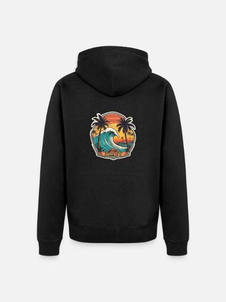 Surf Beach Palm Tree Sunshine Vacanze - Felpa con cappuccio ecologica premium unisex - nero