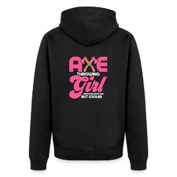 Axe Throwing Girl Like A Regular Girl Hatchet Ax T - Unisex Premium Bio Zip Hoodie - Schwarz - Hinten - Nico (187cm)