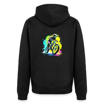BMX - Fahrrad - Unisex Premium Bio Zip Hoodie - Schwarz - Hinten - Nico (187cm)
