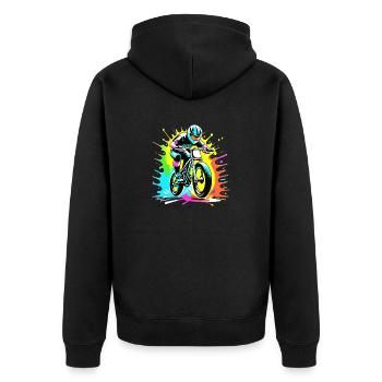 BMX - Fahrrad - Unisex Premium Bio Zip Hoodie - Schwarz - Hinten - Nico (187cm)