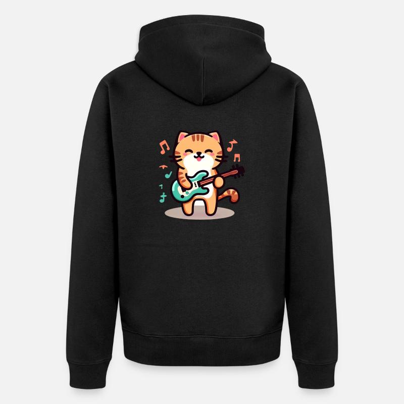 Chat Rock n Roll - Veste à capuche bio Premium Unisexe - noir