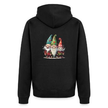Lustige Weihnachtswichtel Gnome & Wichtel - Unisex Premium Bio Zip Hoodie - Schwarz - Hinten - Nico (187cm)