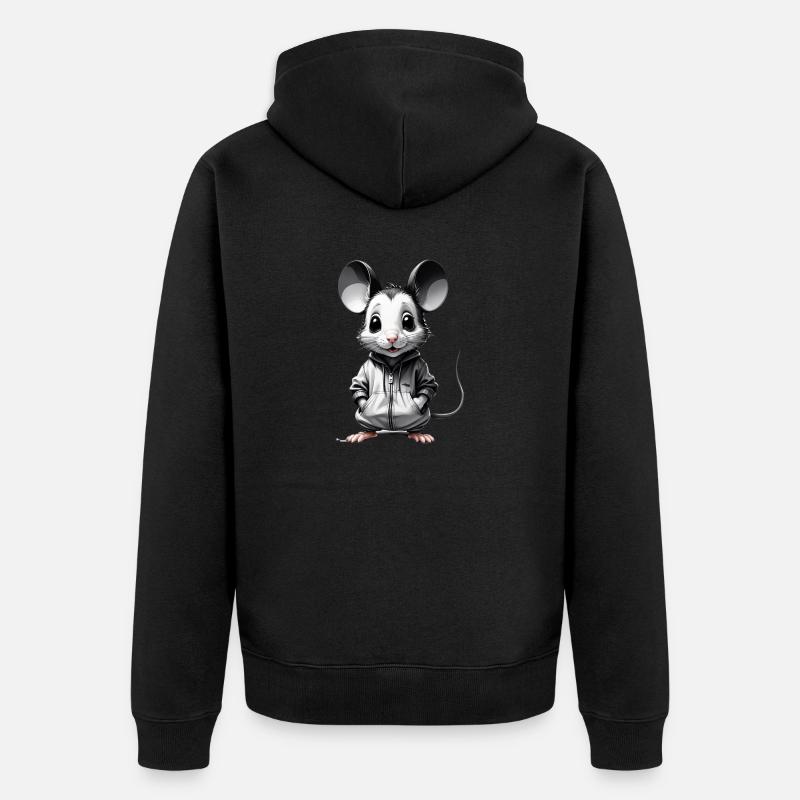 Mäuse-Chic: Klein, aber Oho - Unisex Premium Bio Zip Hoodie - Schwarz