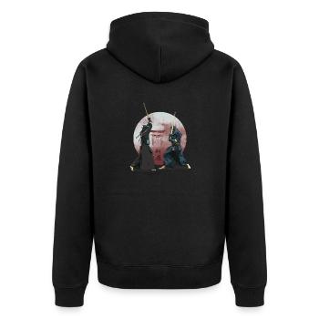 Combat à l’épée de Kendo japonais avec Torii - Veste à capuche bio Premium Unisexe - noir - Dos - Nico (187cm)