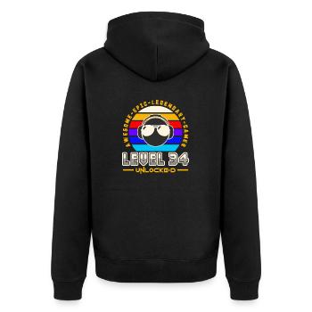 Level 34 - Unisex Premium Organic Zip Hoodie - black - Back - Nico (187cm)