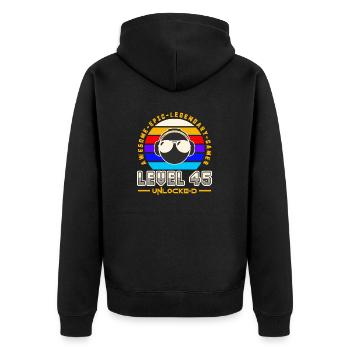Level 45 - Unisex Premium Organic Zip Hoodie - black - Back - Nico (187cm)