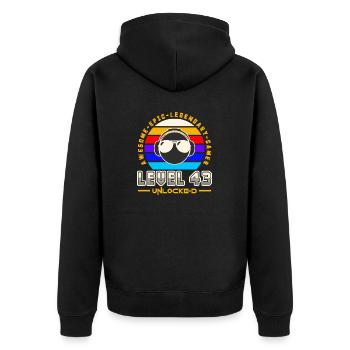 Level 43 - Unisex Premium Organic Zip Hoodie - black - Back - Nico (187cm)