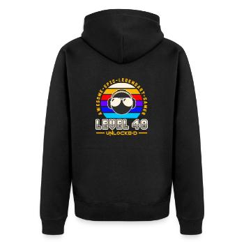 Level 48 - Unisex Premium Organic Zip Hoodie - black - Back - Nico (187cm)