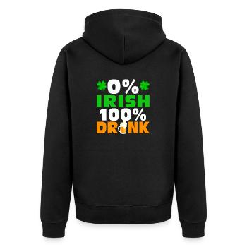 0 % Irish 100 % Drunk - Unisex Premium Bio Zip Hoodie - Schwarz - Hinten - Nico (187cm)