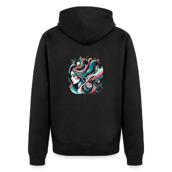 figure féminine avec des cheveux flottants - Veste à capuche bio Premium Unisexe - noir - Dos - Nico (187cm)
