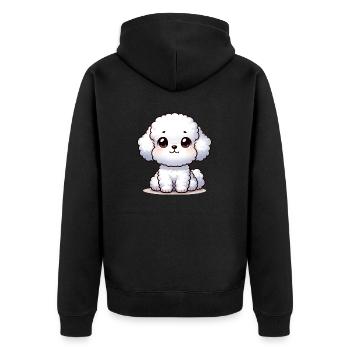 Illustration numérique de mignon Bichon frisé - Veste à capuche bio Premium Unisexe - noir - Dos - Nico (187cm)