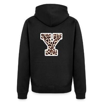 lettre Y motif léopard -idée cadeau d’anniversaire - Veste à capuche bio Premium Unisexe - noir - Dos - Nico (187cm)