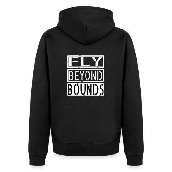 present birthday present imaginative minds - Unisex Premium Bio Zip Hoodie - Schwarz - Hinten - Nico (187cm)
