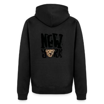 new york, bear,style - Unisex Premium Bio Zip Hoodie - Schwarz - Hinten - Nico (187cm)