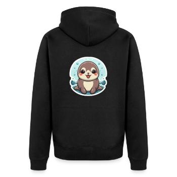 Sea Lion Lover - Unisex Premium Organic Zip Hoodie - black - Back - Nico (187cm)