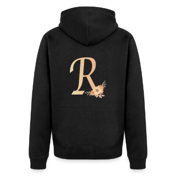 Lettre R avec des fleurs - Veste à capuche bio Premium Unisexe - noir - Dos - Nico (187cm)