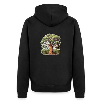 Oak - Unisex Premium Organic Zip Hoodie - black - Back - Nico (187cm)