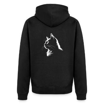 Cat, Cat Motif - Unisex Premium Organic Zip Hoodie - black - Back - Nico (187cm)