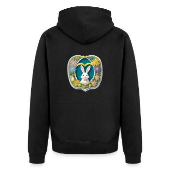 Easter Bunny Easter Motif - Unisex Premium Organic Zip Hoodie - black - Back - Nico (187cm)
