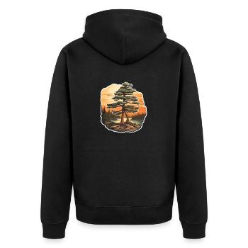 Pine tree at dusk - Unisex Premium Organic Zip Hoodie - black - Back - Nico (187cm)