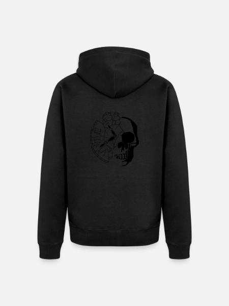 Schädel mit Uhr - Unisex Premium Bio Zip Hoodie - Schwarz
